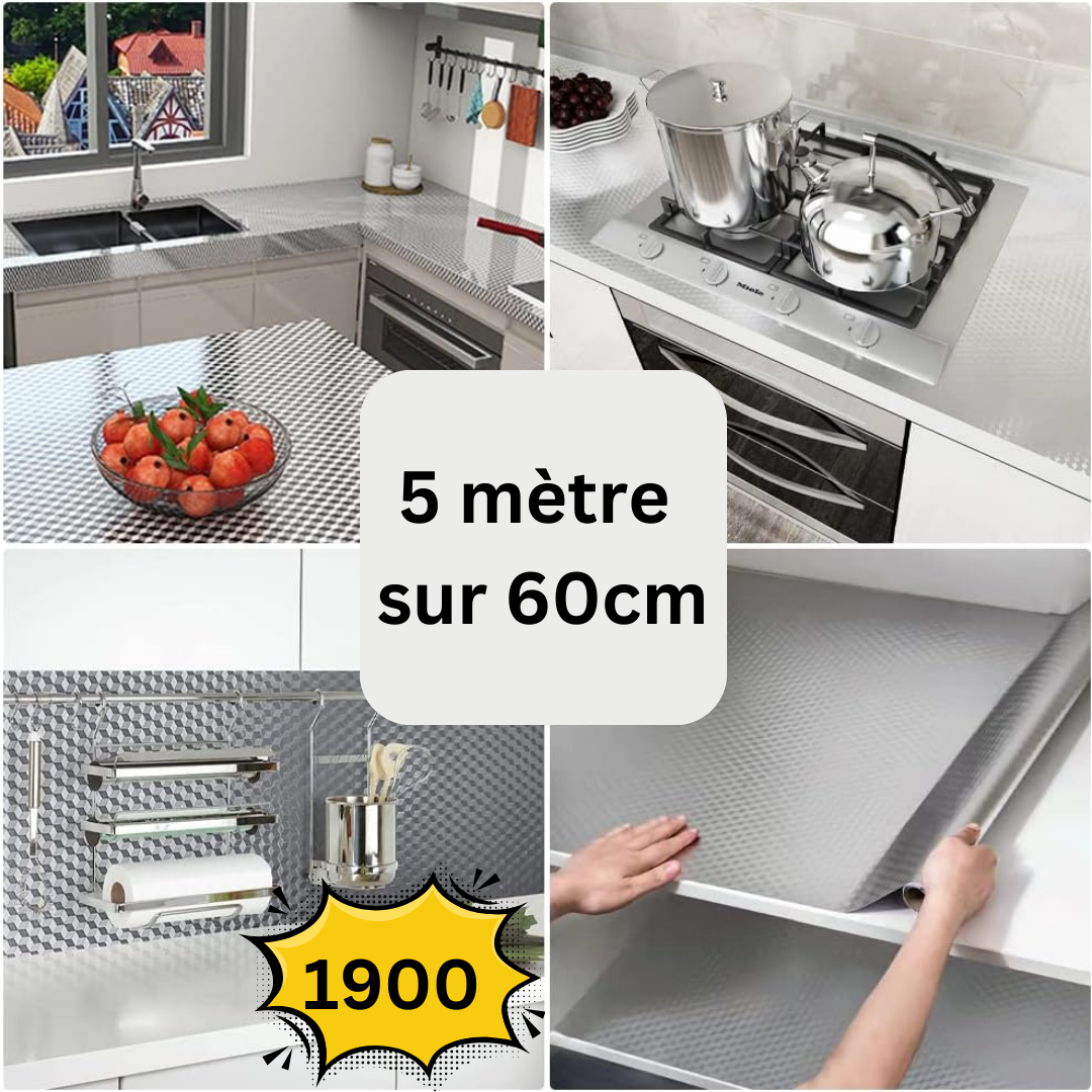 1900 ( 5 mètre sur 60cm) ورق لاسق ديكور فضي