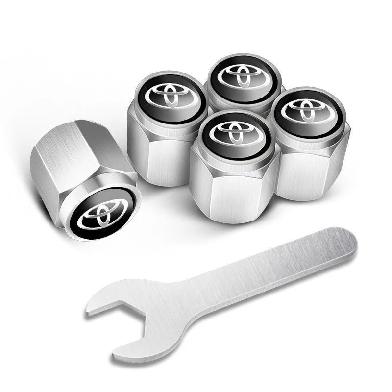 أغطية صمامات إطارات السيارات مخصصة (5 قطع+مفتاح)