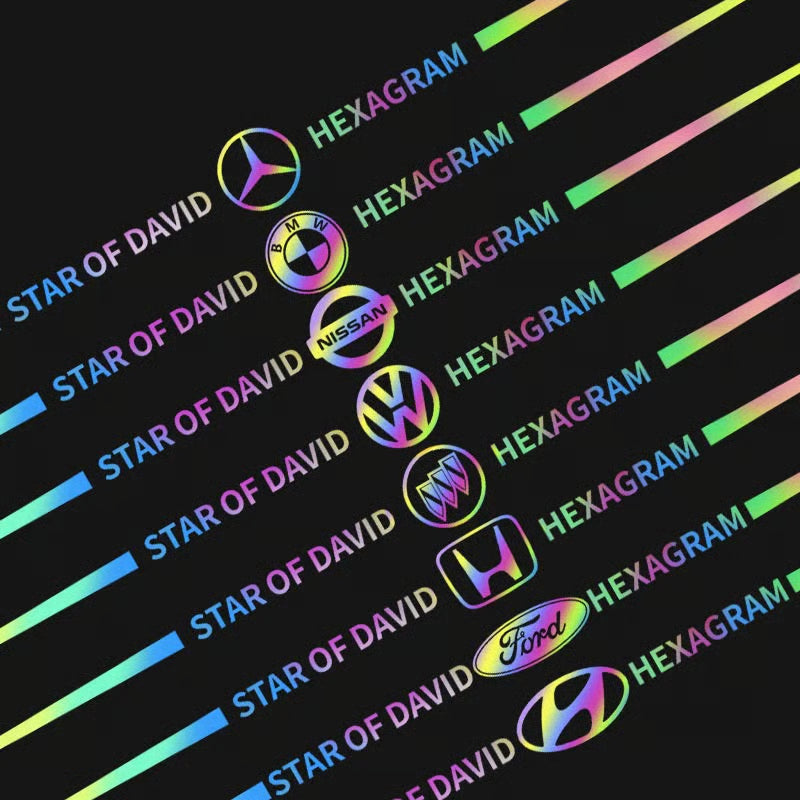 (02قطع) ملصق سيارة عاكس ليزر ملون ثلاثي الأبعاد