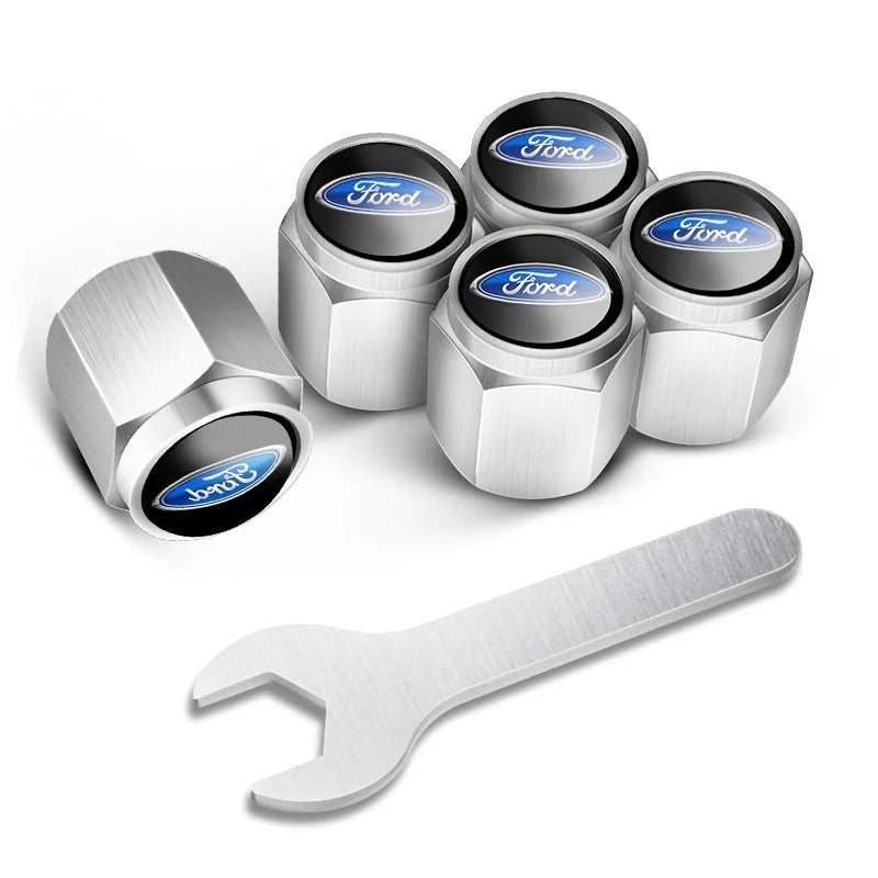 أغطية صمامات إطارات السيارات مخصصة (5 قطع+مفتاح)