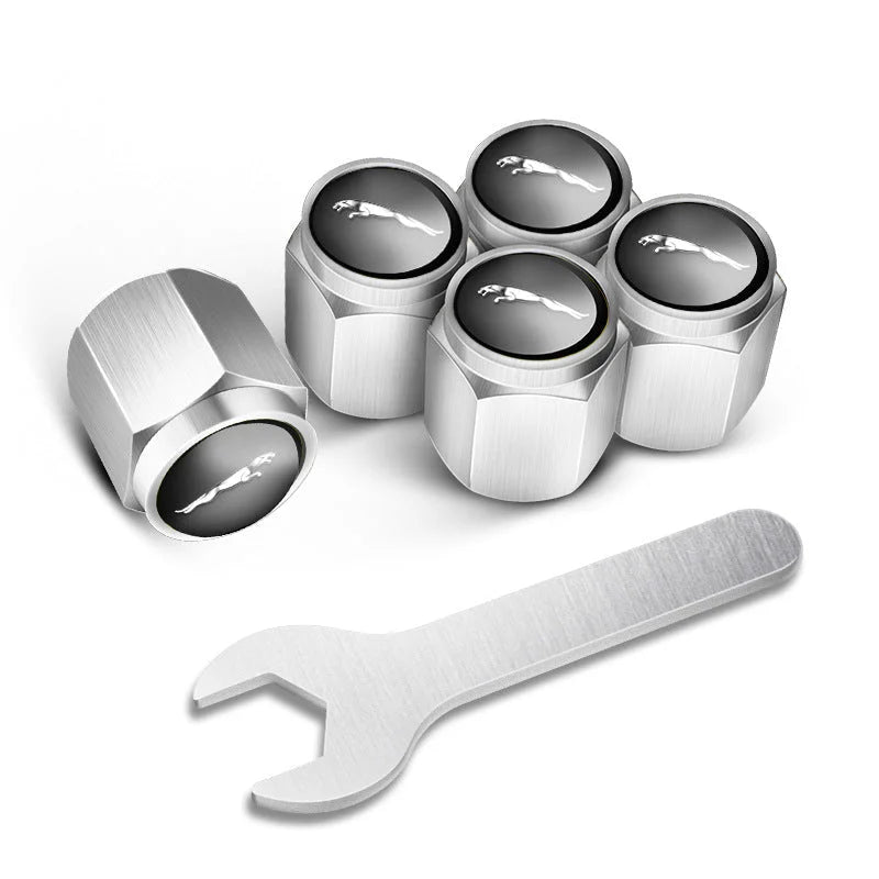 أغطية صمامات إطارات السيارات مخصصة (5 قطع+مفتاح)