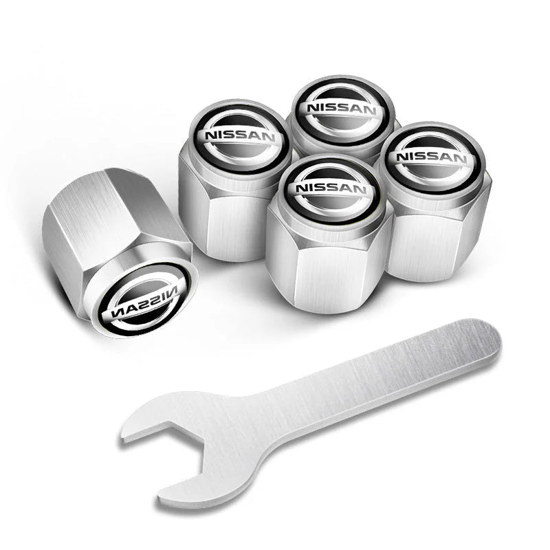 أغطية صمامات إطارات السيارات مخصصة (5 قطع+مفتاح)