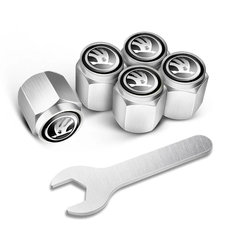 أغطية صمامات إطارات السيارات مخصصة (5 قطع+مفتاح)