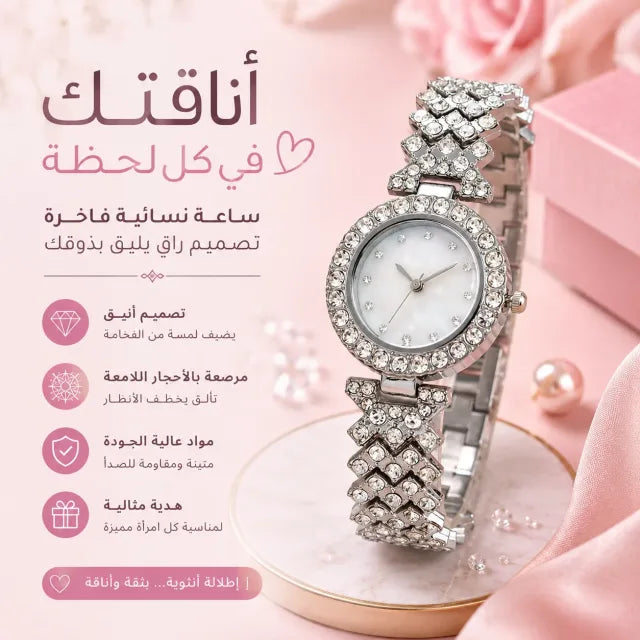 🌹ساعة الأناقة البلاتينية