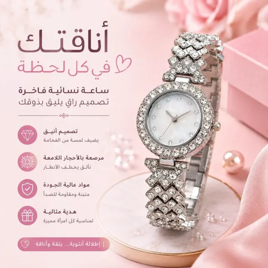 🌹ساعة الأناقة البلاتينية