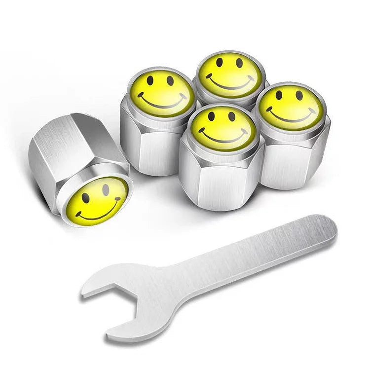 أغطية صمامات إطارات السيارات مخصصة (5 قطع+مفتاح)