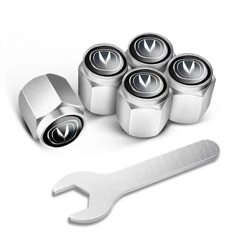 أغطية صمامات إطارات السيارات مخصصة (5 قطع+مفتاح)