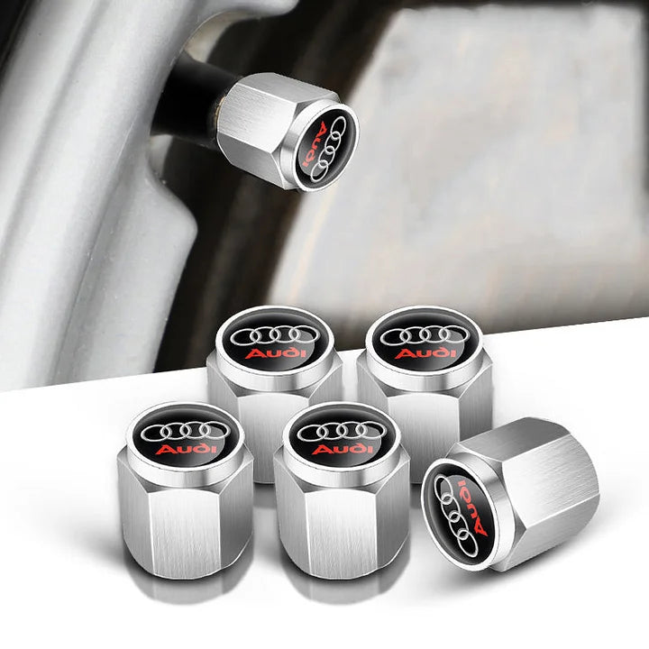 أغطية صمامات إطارات السيارات مخصصة (5 قطع+مفتاح)