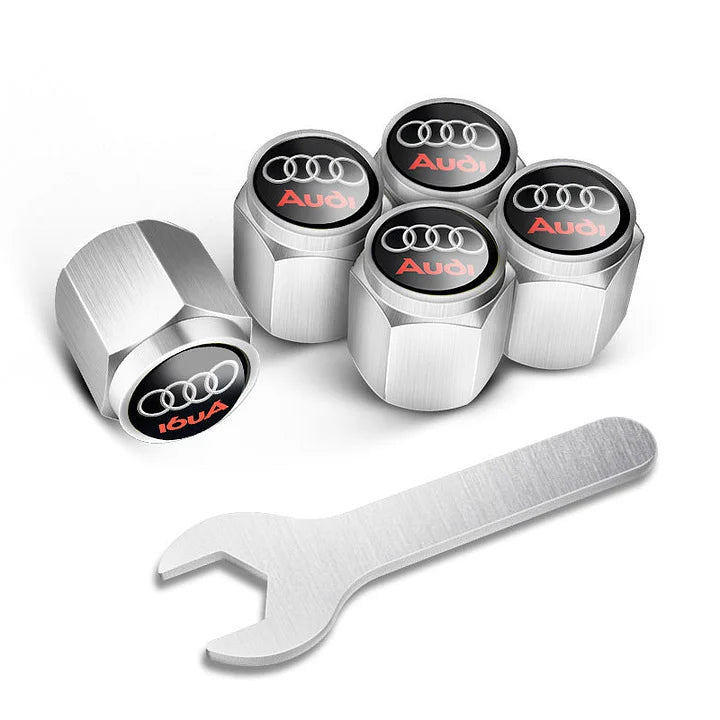 أغطية صمامات إطارات السيارات مخصصة (5 قطع+مفتاح)