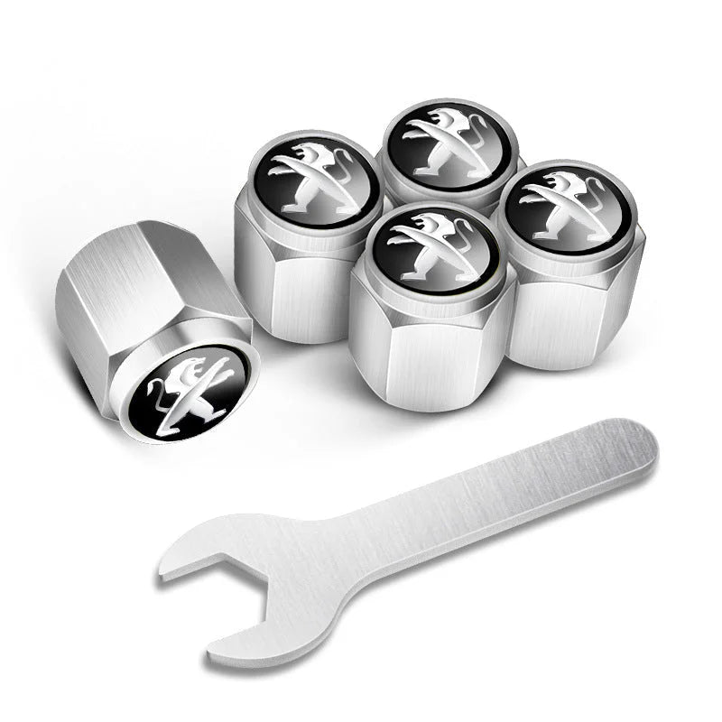 أغطية صمامات إطارات السيارات مخصصة (5 قطع+مفتاح)