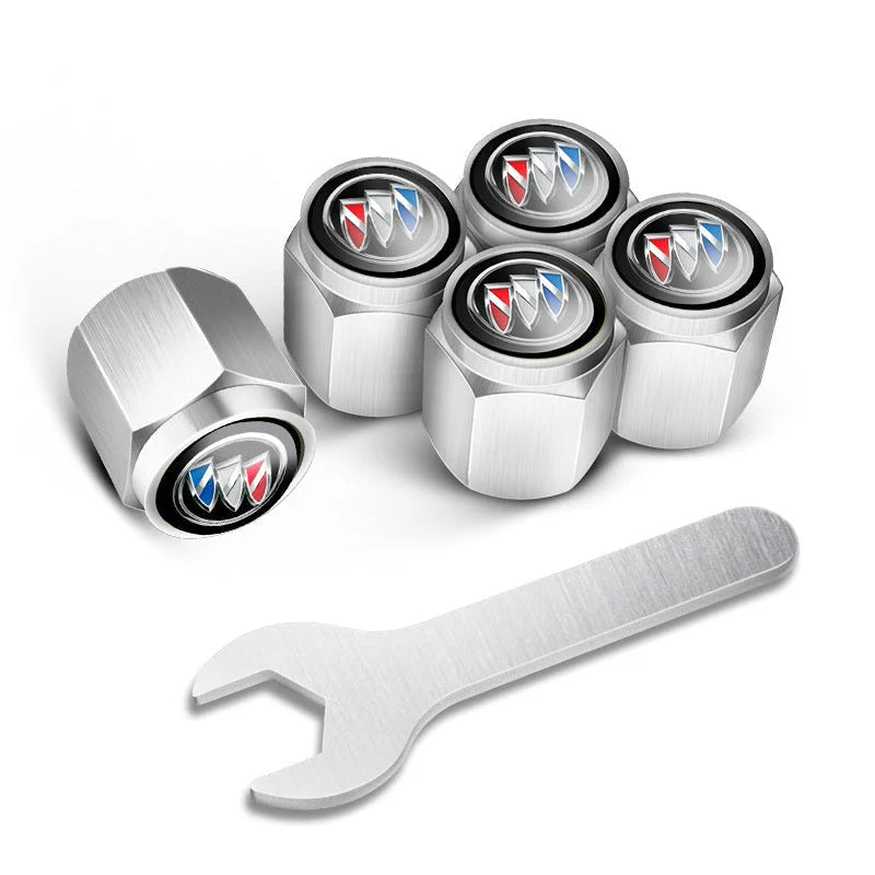 أغطية صمامات إطارات السيارات مخصصة (5 قطع+مفتاح)